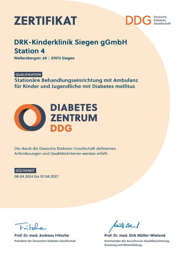 Zertifikat Diabeteszentrum